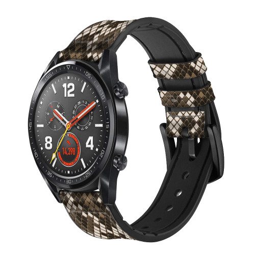 CA0692 Seamless Snake Skin Pattern Graphic Leather & Silicone Smart Watch Band Strap For Wristwatch Smartwatch