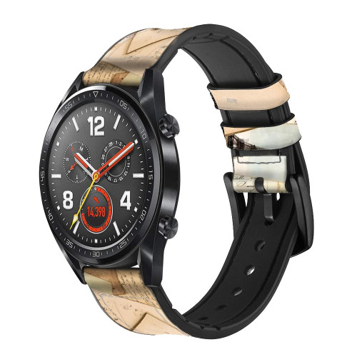 CA0700 Postcards Memories Leather & Silicone Smart Watch Band Strap For Wristwatch Smartwatch