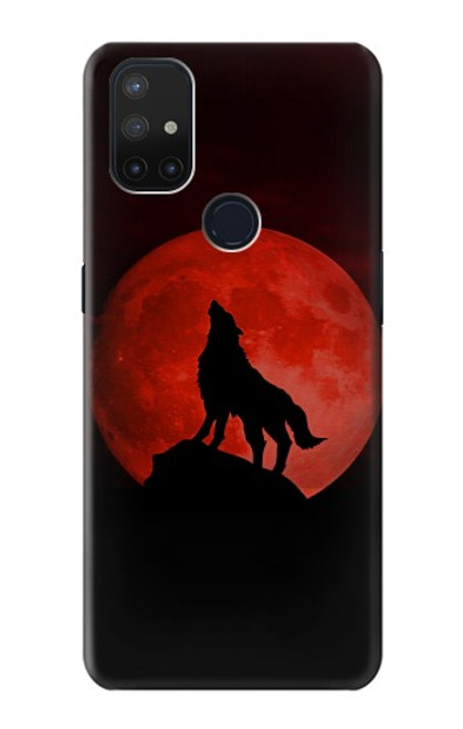 S2955 Wolf Howling Red Moon Case For OnePlus Nord N10 5G