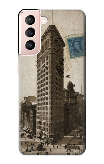 S2832 New York 1903 Flatiron Building Postcard Case For Samsung Galaxy S21 5G