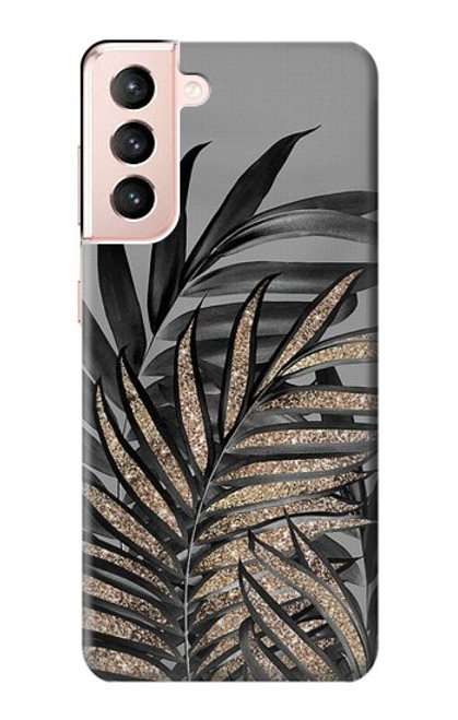 S3692 Gray Black Palm Leaves Case For Samsung Galaxy S21 5G