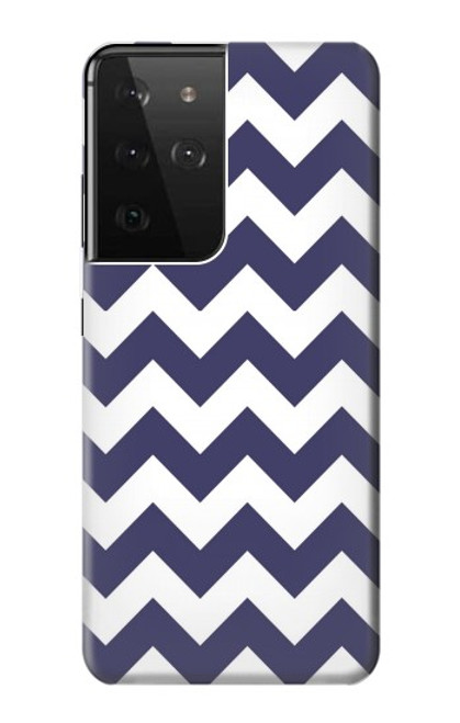 S2345 Navy Blue Shavron Zig Zag Pattern Case For Samsung Galaxy S21 Ultra 5G