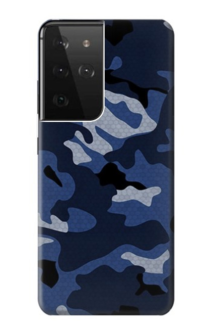 S2959 Navy Blue Camo Camouflage Case For Samsung Galaxy S21 Ultra 5G