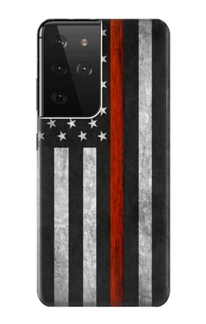 S3472 Firefighter Thin Red Line Flag Case For Samsung Galaxy S21 Ultra 5G