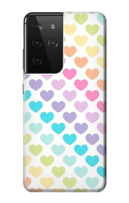 S3499 Colorful Heart Pattern Case For Samsung Galaxy S21 Ultra 5G