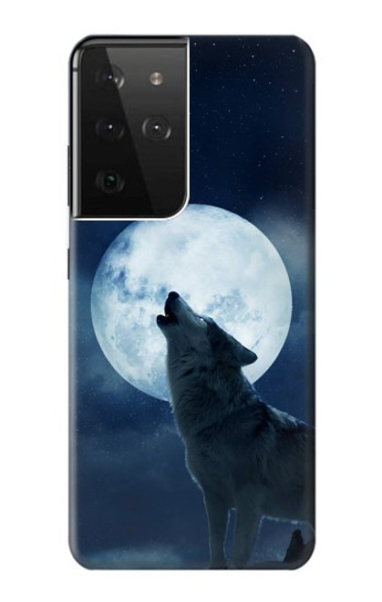 S3693 Grim White Wolf Full Moon Case For Samsung Galaxy S21 Ultra 5G