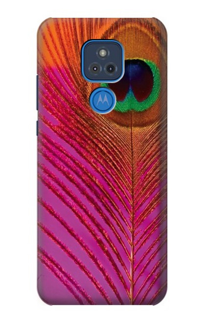 S3201 Pink Peacock Feather Case For Motorola Moto G Play (2021)