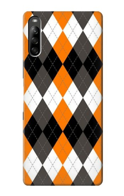 S3421 Black Orange White Argyle Plaid Case For Sony Xperia L5