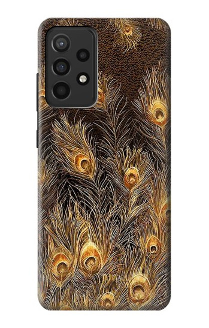 S3691 Gold Peacock Feather Case For Samsung Galaxy A52, Galaxy A52 5G