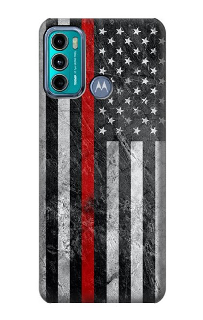 S3687 Firefighter Thin Red Line American Flag Case For Motorola Moto G60, G40 Fusion