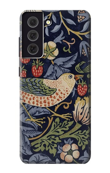 S3791 William Morris Strawberry Thief Fabric Case For Samsung Galaxy S21 FE 5G