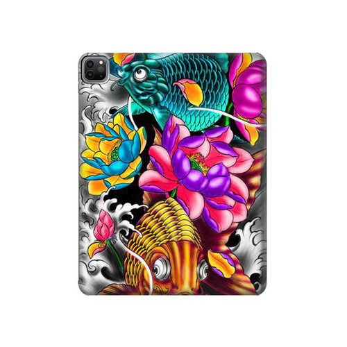 S1630 Fish Japanese Oriental Tattoo Hard Case For iPad Pro 12.9 (2022,2021,2020,2018, 3rd, 4th, 5th, 6th)