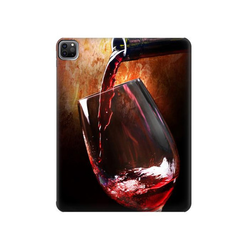 S2396 Red Wine Bottle And Glass Hard Case For iPad Pro 12.9 (2022,2021,2020,2018, 3rd, 4th, 5th, 6th)