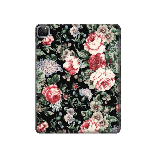 S2727 Vintage Rose Pattern Hard Case For iPad Pro 12.9 (2022,2021,2020,2018, 3rd, 4th, 5th, 6th)