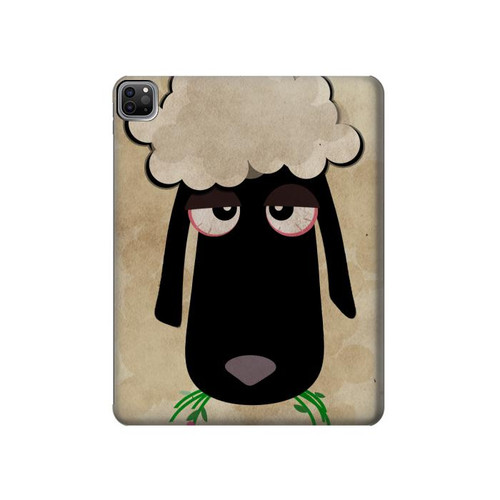 S2826 Cute Cartoon Unsleep Black Sheep Hard Case For iPad Pro 12.9 (2022,2021,2020,2018, 3rd, 4th, 5th, 6th)