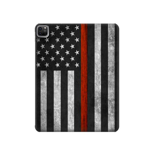 S3472 Firefighter Thin Red Line Flag Hard Case For iPad Pro 12.9 (2022,2021,2020,2018, 3rd, 4th, 5th, 6th)
