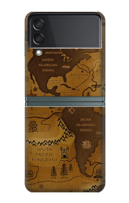 S2861 Antique World Map Case For Samsung Galaxy Z Flip 3 5G