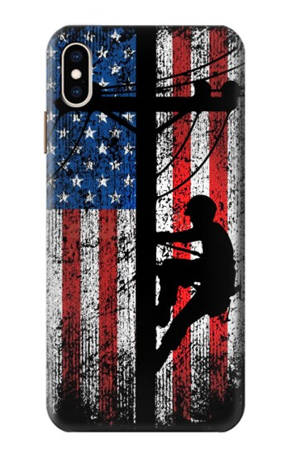 S3803 Electrician Lineman American Flag Case For iPhone XS Max