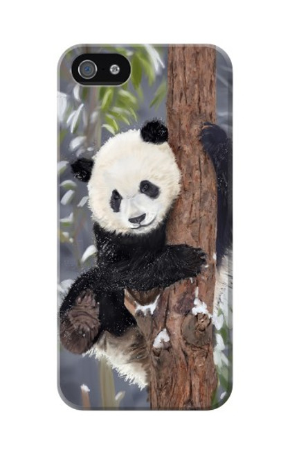 S3793 Cute Baby Panda Snow Painting Case For iPhone 5 5S SE