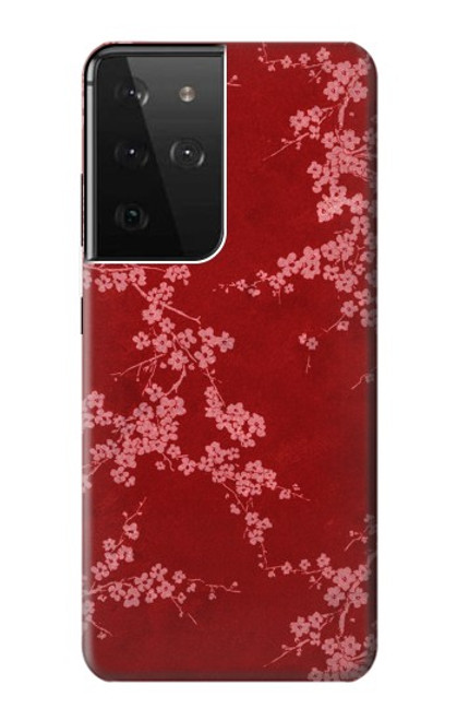 S3817 Red Floral Cherry blossom Pattern Case For Samsung Galaxy S21 Ultra 5G