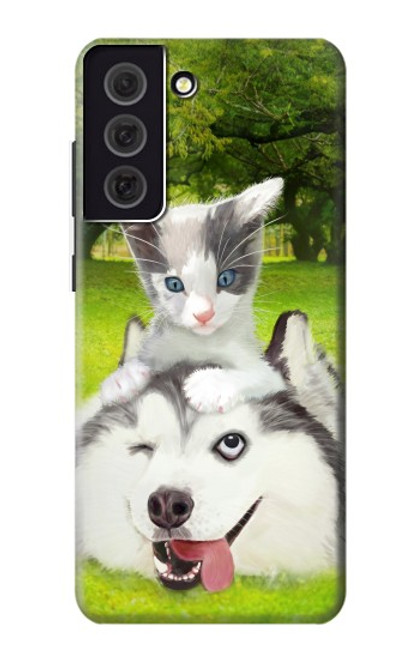 S3795 Grumpy Kitten Cat Playful Siberian Husky Dog Paint Case For Samsung Galaxy S21 FE 5G