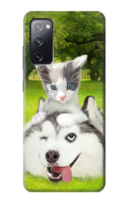 S3795 Grumpy Kitten Cat Playful Siberian Husky Dog Paint Case For Samsung Galaxy S20 FE