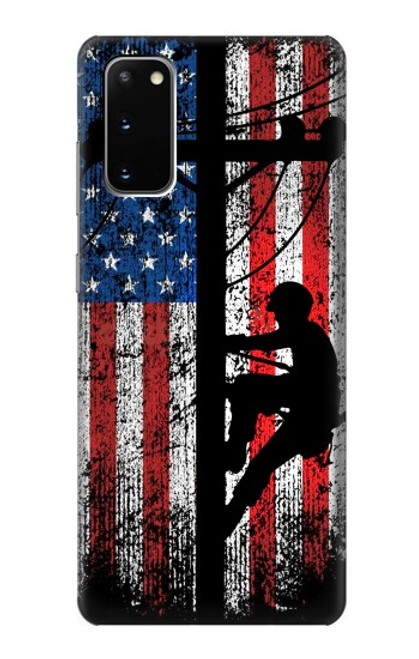 S3803 Electrician Lineman American Flag Case For Samsung Galaxy S20
