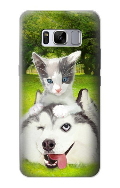 S3795 Grumpy Kitten Cat Playful Siberian Husky Dog Paint Case For Samsung Galaxy S8 Plus