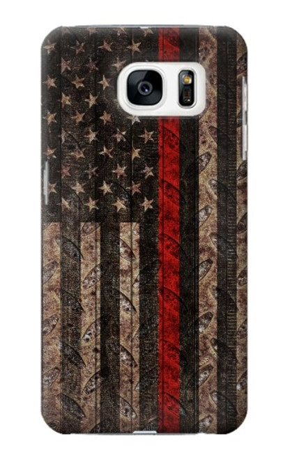 S3804 Fire Fighter Metal Red Line Flag Graphic Case For Samsung Galaxy S7