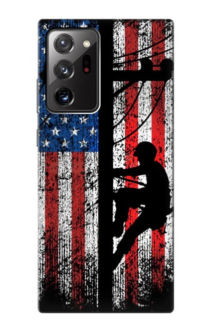 S3803 Electrician Lineman American Flag Case For Samsung Galaxy Note 20 Ultra, Ultra 5G