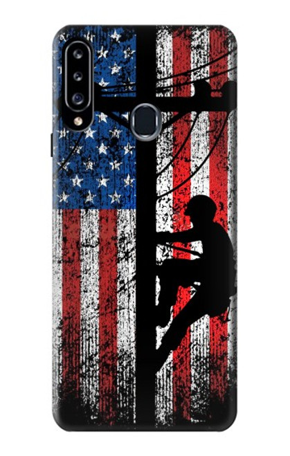 S3803 Electrician Lineman American Flag Case For Samsung Galaxy A20s