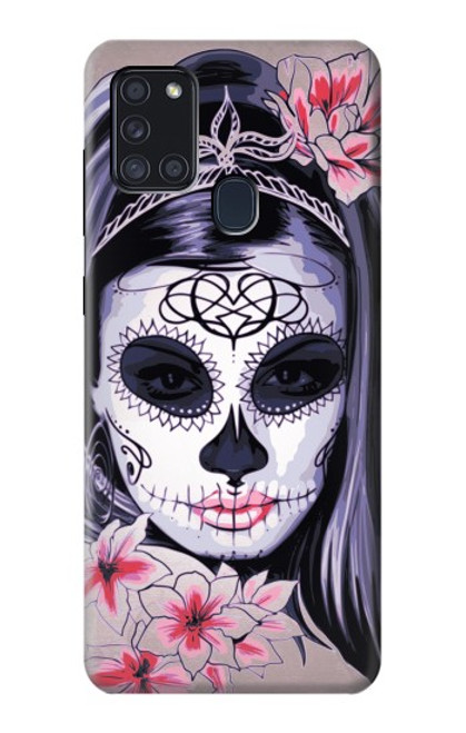 S3821 Sugar Skull Steam Punk Girl Gothic Case For Samsung Galaxy A21s