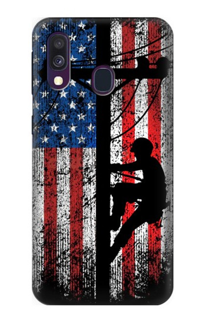 S3803 Electrician Lineman American Flag Case For Samsung Galaxy A40