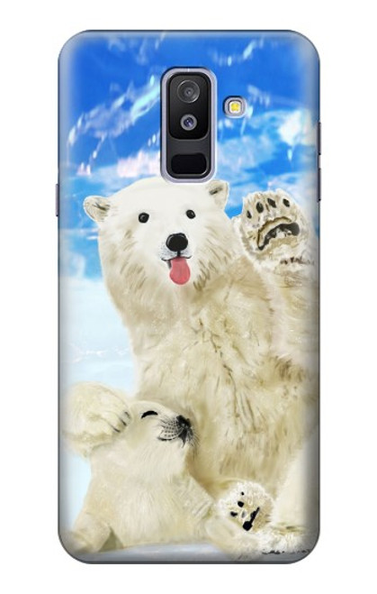 S3794 Arctic Polar Bear in Love with Seal Paint Case For Samsung Galaxy A6+ (2018), J8 Plus 2018, A6 Plus 2018