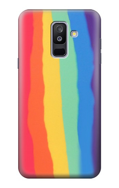 S3799 Cute Vertical Watercolor Rainbow Case For Samsung Galaxy A6+ (2018), J8 Plus 2018, A6 Plus 2018