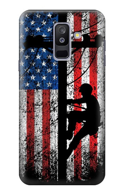 S3803 Electrician Lineman American Flag Case For Samsung Galaxy A6+ (2018), J8 Plus 2018, A6 Plus 2018