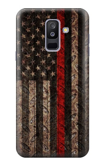 S3804 Fire Fighter Metal Red Line Flag Graphic Case For Samsung Galaxy A6+ (2018), J8 Plus 2018, A6 Plus 2018
