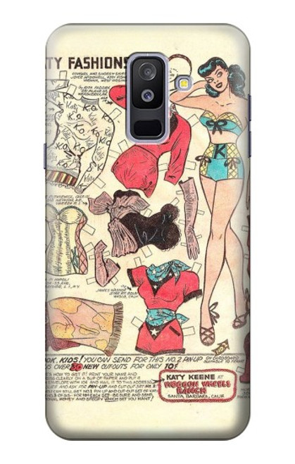 S3820 Vintage Cowgirl Fashion Paper Doll Case For Samsung Galaxy A6+ (2018), J8 Plus 2018, A6 Plus 2018