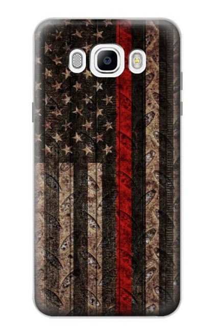 S3804 Fire Fighter Metal Red Line Flag Graphic Case For Samsung Galaxy J7 (2016)