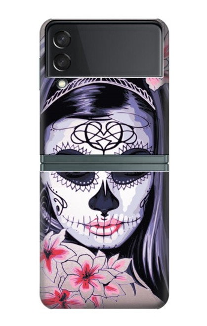 S3821 Sugar Skull Steam Punk Girl Gothic Case For Samsung Galaxy Z Flip 3 5G