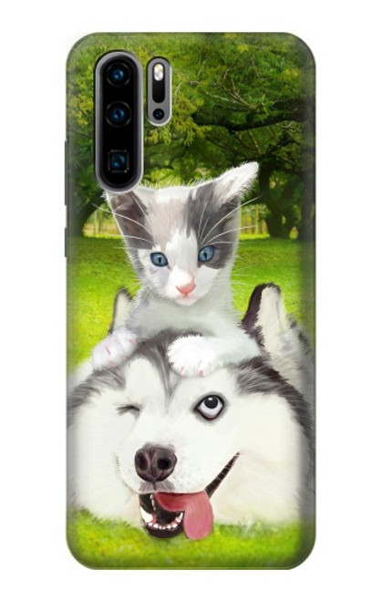 S3795 Grumpy Kitten Cat Playful Siberian Husky Dog Paint Case For Huawei P30 Pro