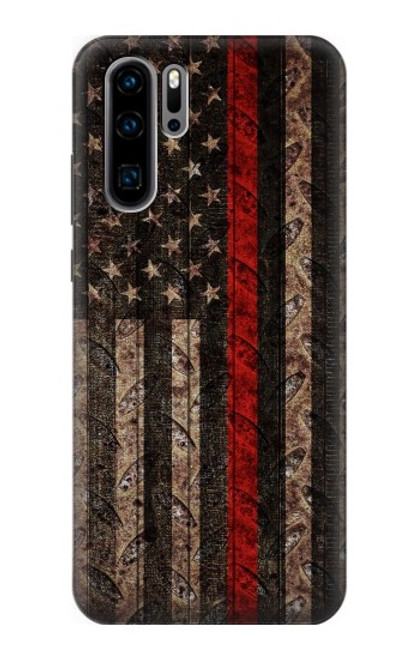 S3804 Fire Fighter Metal Red Line Flag Graphic Case For Huawei P30 Pro