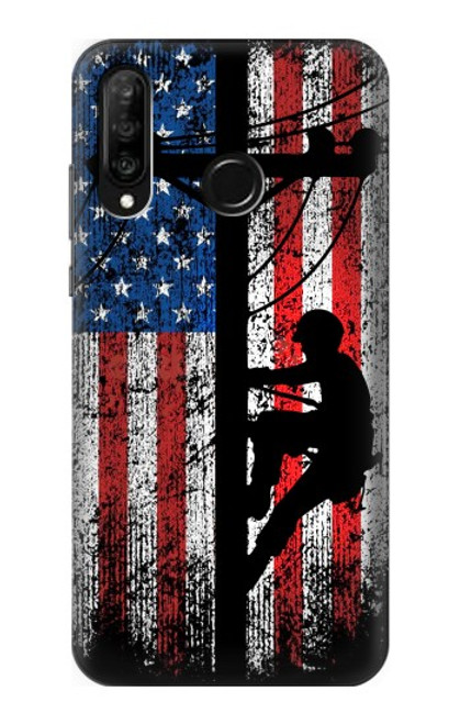 S3803 Electrician Lineman American Flag Case For Huawei P30 lite