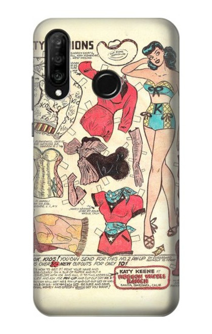 S3820 Vintage Cowgirl Fashion Paper Doll Case For Huawei P30 lite