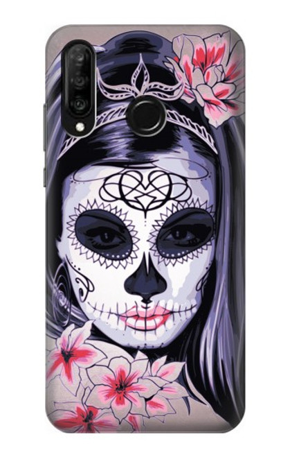 S3821 Sugar Skull Steam Punk Girl Gothic Case For Huawei P30 lite