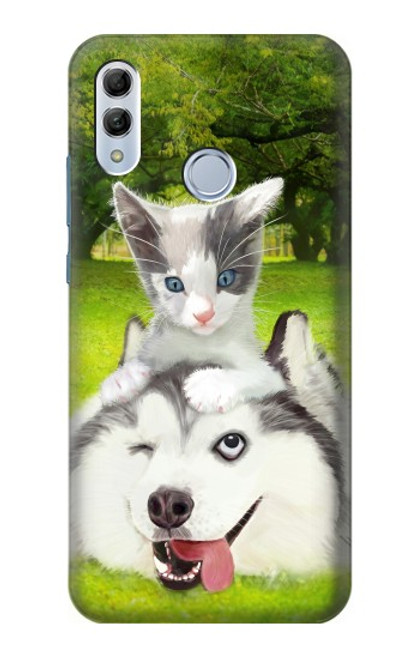 S3795 Grumpy Kitten Cat Playful Siberian Husky Dog Paint Case For Huawei Honor 10 Lite, Huawei P Smart 2019