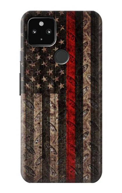 S3804 Fire Fighter Metal Red Line Flag Graphic Case For Google Pixel 4a 5G