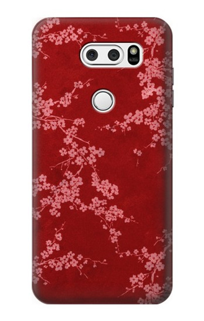 S3817 Red Floral Cherry blossom Pattern Case For LG V30, LG V30 Plus, LG V30S ThinQ, LG V35, LG V35 ThinQ