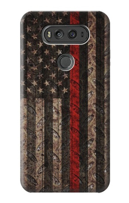 S3804 Fire Fighter Metal Red Line Flag Graphic Case For LG V20