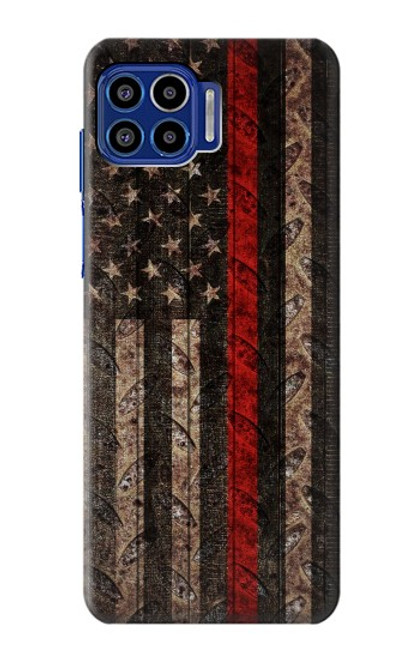 S3804 Fire Fighter Metal Red Line Flag Graphic Case For Motorola One 5G